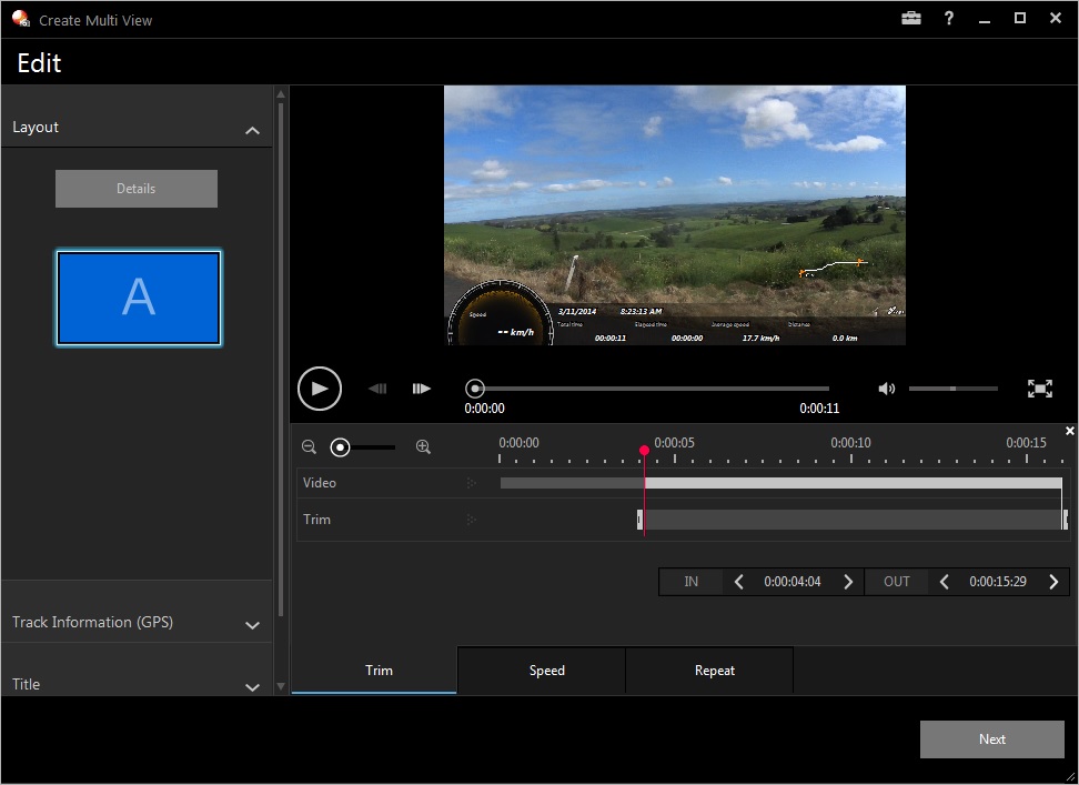 A screenshot of the PlayMemories Home video editing software.