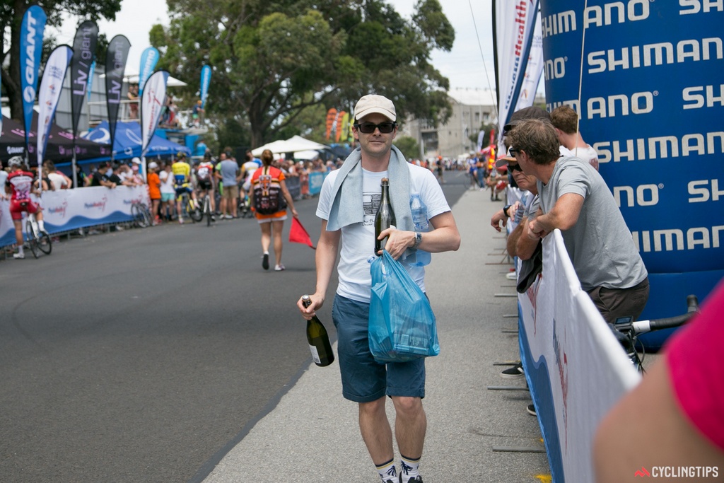 Roxsolt founder and director, and Roxsolt Racing director sportif, Kelvin Rundle, returns to the team tent after a very successful race.