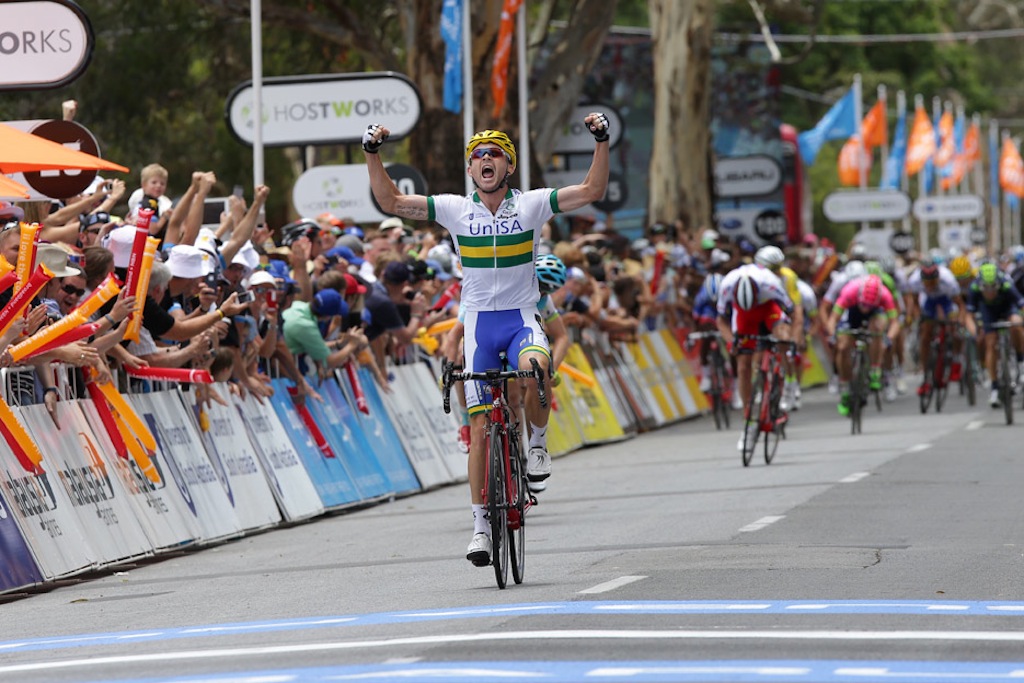 ... but pounced in the final 250m to take his first ever win in the Santos Tour Down Under.