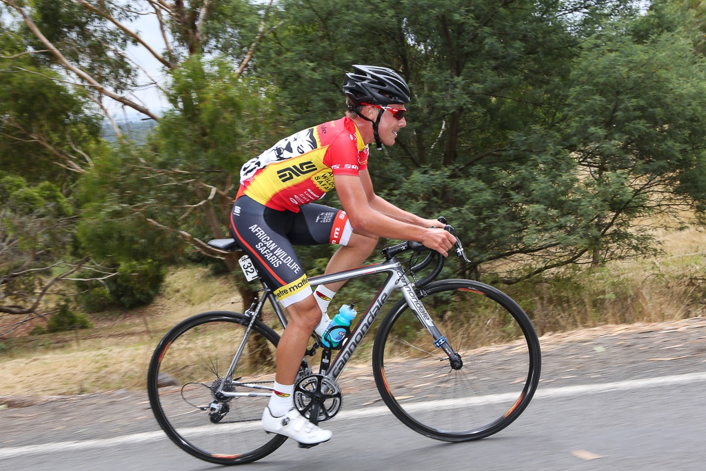 On the 15th time up Mount Buninyong Pat Lane broke clear of Will Clarke and led the race solo for a lap.