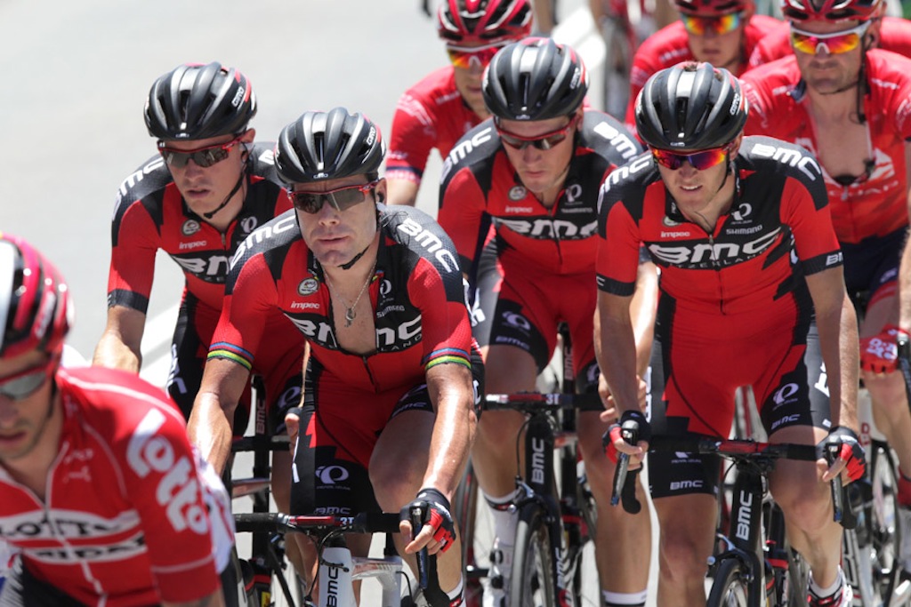 BMC massed around Cadel Evans in the lead-up to the final climb.