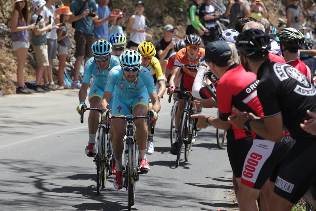 Astana set the pace on the lead-in to and over the first ascent of Willunga Hill.