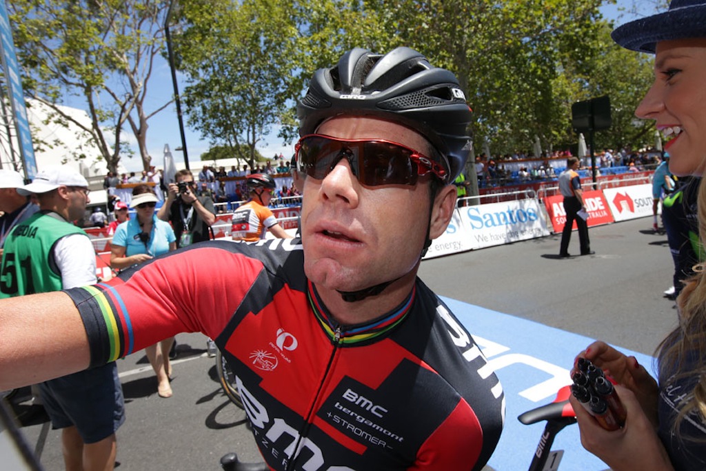 Cadel Evans signs on for the final stage of his final WorldTour race.