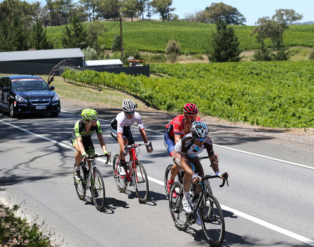 ... and was later joined by Axel Domont (Ag2r-La Mondiale), Calvin Watson (Trek Factory Racing) and Lasse Norman Hansen (Cannondale-Garmin).