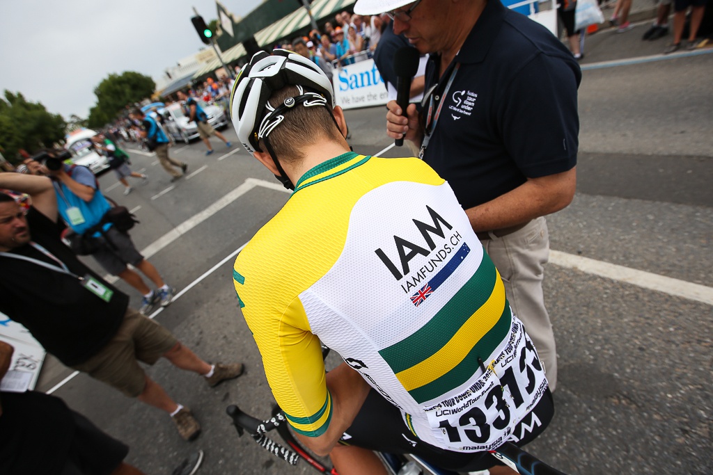 The national champion's jersey of IAM Cycling's Heinrich Haussler.