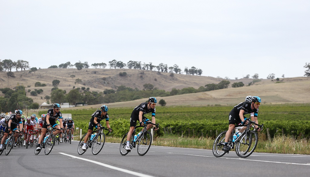 Team Sky did a lot of work on the front of the peloton, controlling the break's advantage.