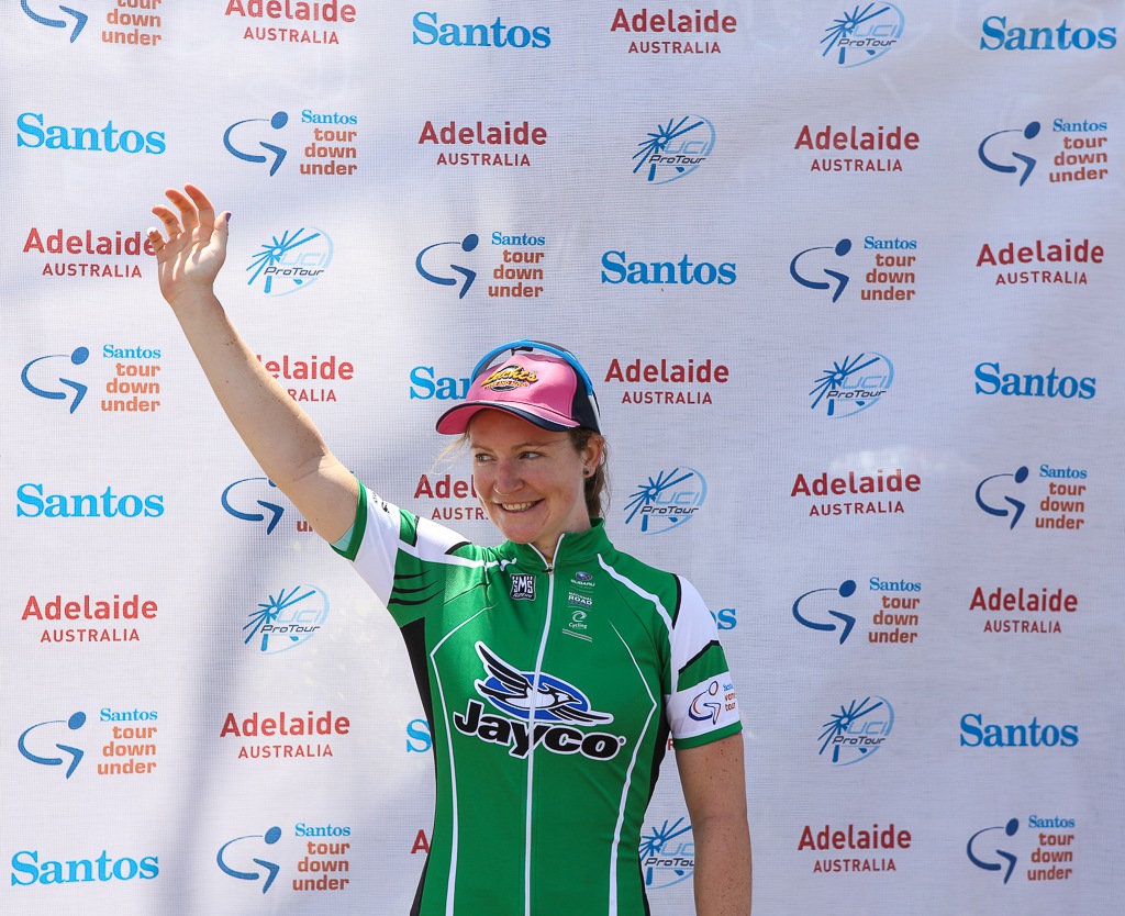 Second on the stage, Lauren Kitchen earned the green sprint jersey of points leader.