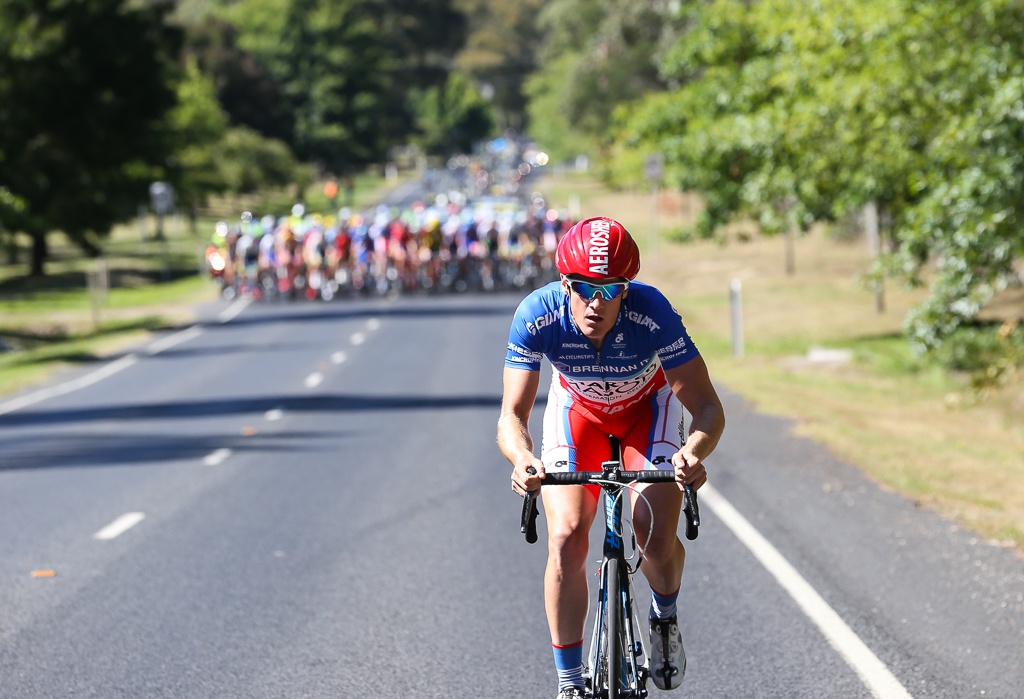 The breakaway started to form on the steep climb up Mt. Macedon ...