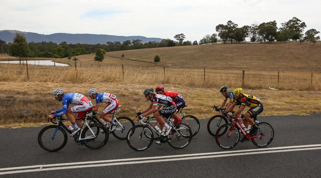 Stage 3 saw six riders get in the breakaway: Adam Phelan (Drapac), Jake Kauffmann (Budget Forklifts), Cameron Bayly (search2retain-health.com.au), Jayden Copp, Ben Hill (CharterMason Giant), and Ryan Thomas (Data#3 Symantec).