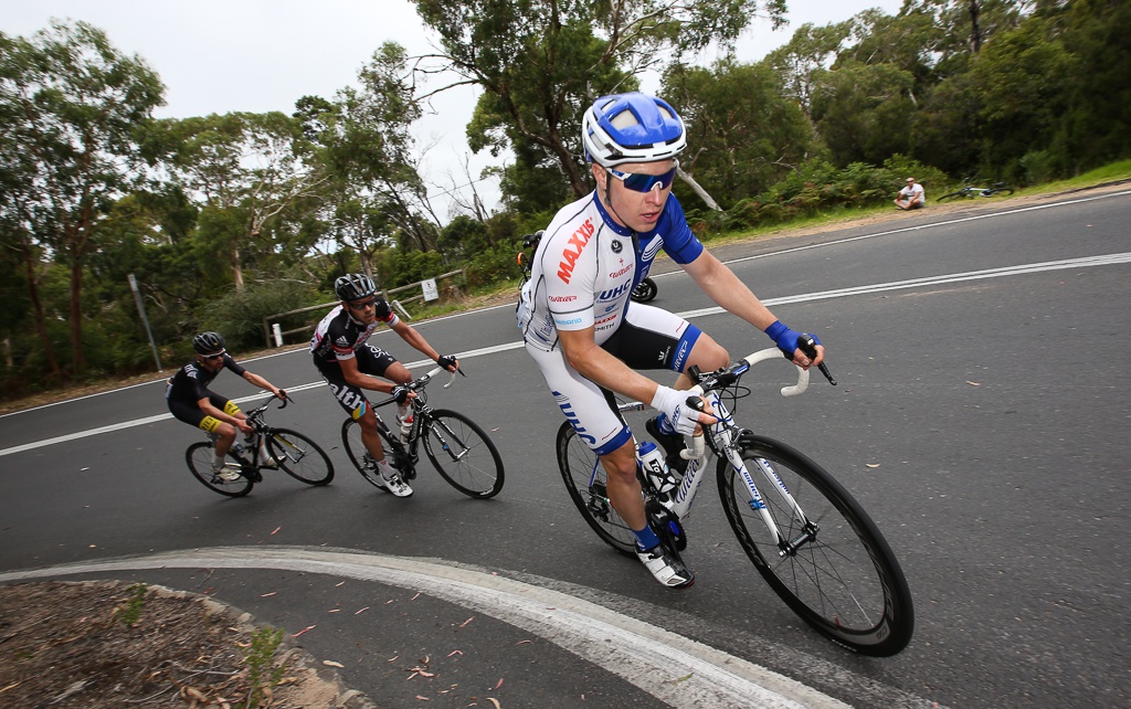 The break split up on the first of three climbs up Arthurs Seat, with Tanner Putt (UnitedHealthcare), Cameron Bayly (Search2retain) and Richard Handley (JLT-Condor) making up the front group.