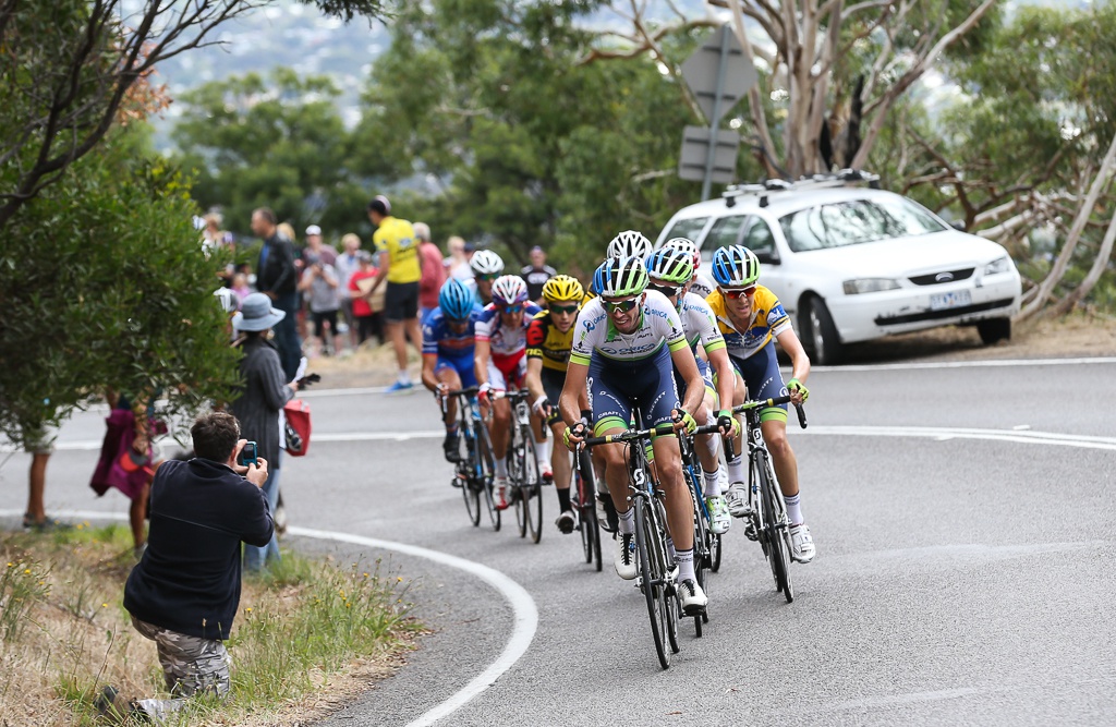 Damian Howson tears the peloton apart on the final ascent of Arthurs Seat.