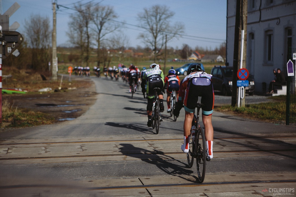 Omloop Het Nieuwsblad became a race of attrition with each obstacle causing more riders to lose contact. Gracie Elvin called it one of the hardest spring classics she’s raced. “I’m so stuffed,” she said in a post-race phone call. “I think I’m fitter than I’ve ever been and that’s harder than it ever was. The level is higher than ever before. Everyone has good off-season and pre-season now with training camps, and the Boels team is so strong. It’s forcing everyone to up their game.”