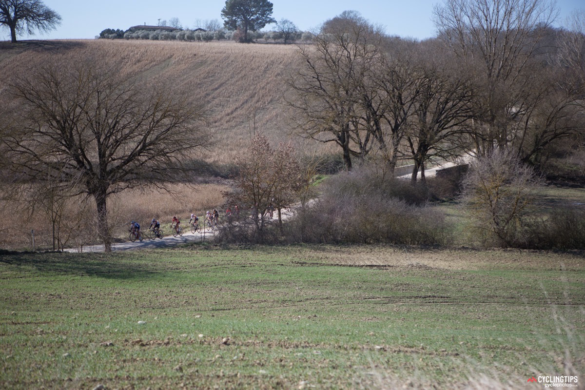 The selective nature of the course along with a series of attacks by Moolman further reduced the size of the front group. As they excited the third section of gravel only ten riders remained in front. “Boels won the race but I think actually Bigla made the race,” said Iris Slappendel, Moolman’s teammate. “Ashleigh made it really hard from the second section, and Rabo was pretty active from the start with the attacking.”