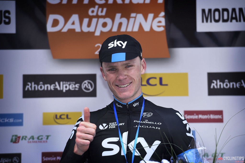 Modane Valfrejus  - France  - wielrennen - cycling - radsport - cyclisme -  Froome Christopher (Team Sky) pictured during pictured during stage 8 of the 67th edition of the Criterium du Dauphine Libere from Stage 8 > Saint-Gervais Mont Blanc to Modane Valfrejus on June 14, 2015 in France  - photo VK/PN/Cor Vos © 2015