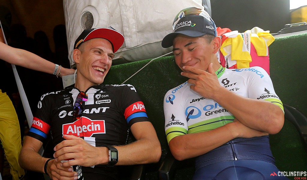 Warszawa - Poland - wielrennen - cycling - radsport - cyclisme - Marcel Kittel (Team Giant - Alpecin) - Caleb Ewan (Orica - GreenEdge) pictured during Tour de Pologne 2015 stage - 1 from Warszawa -to Warszawa - photo Ilario Biondi/RB/Cor Vos © 2015