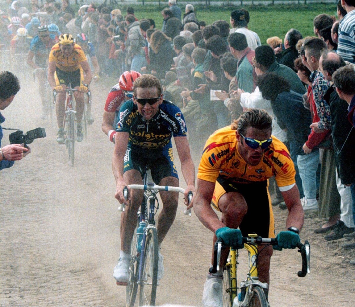 Mario Cippolini stomps through the dust in the mid-90s.