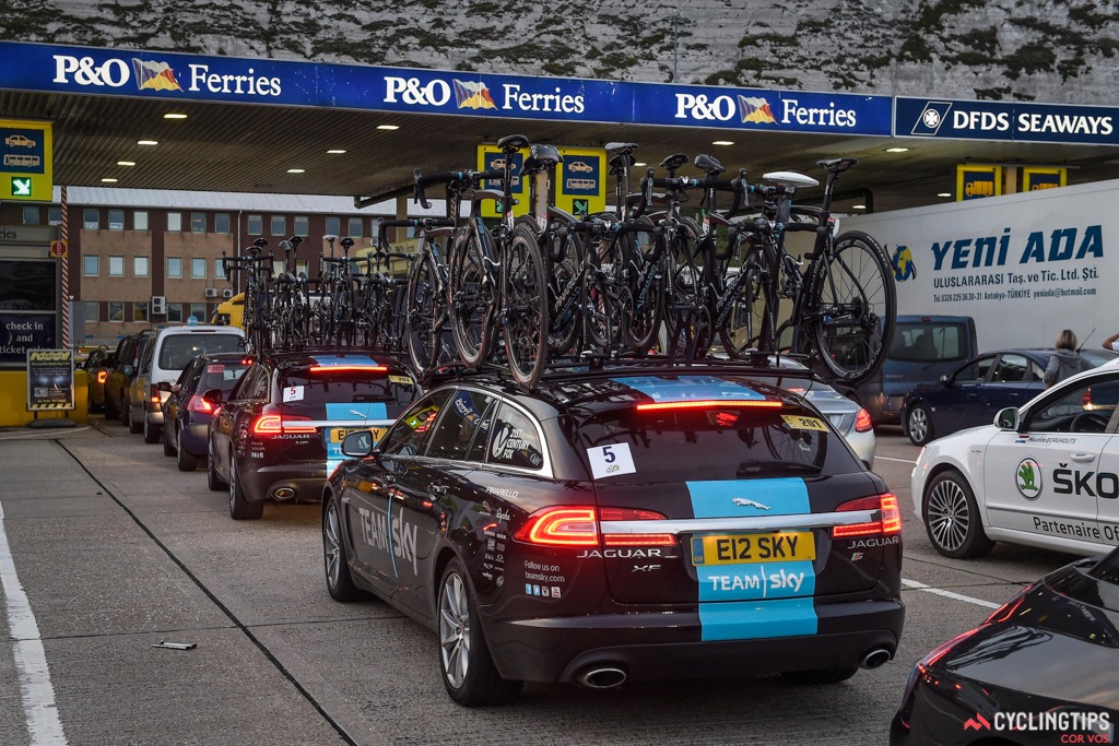 The teams took to the ferries to cross the English Channel last night after stage in London.