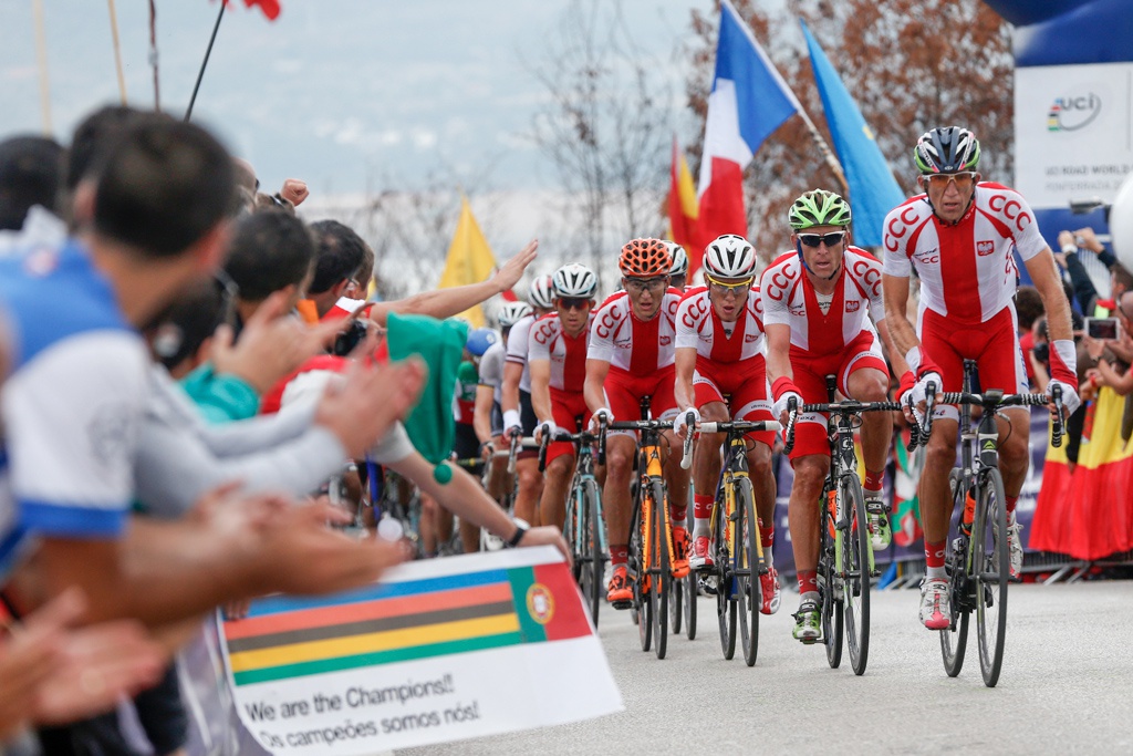 ... and the Polish team spend much of the race on the front, controlling the pace for Michal Kwiatkowski.