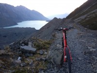 A late evening ride along Tasman Glacier in New Zealand