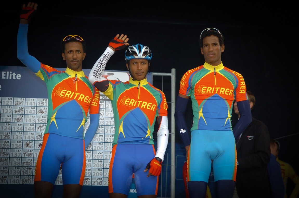 Team Eritrea: Semere Mengs, Freqalsi Abrha, and Daniel Teklehaymanot (first announced signing with Green Edge. The only Eritean to finish the race)