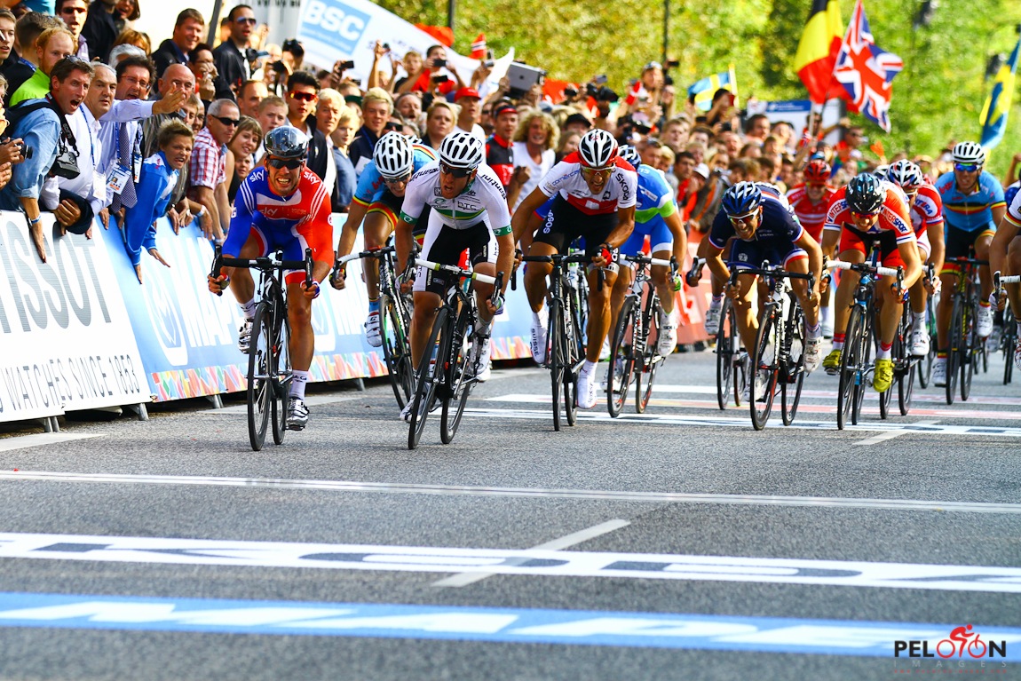 Would Cancellara have ended up with bronze if he didn't sprint on the hoods?