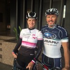 Two former pros still looking sharp on the bike. Tracey Gaudry and Scott Sunderland.