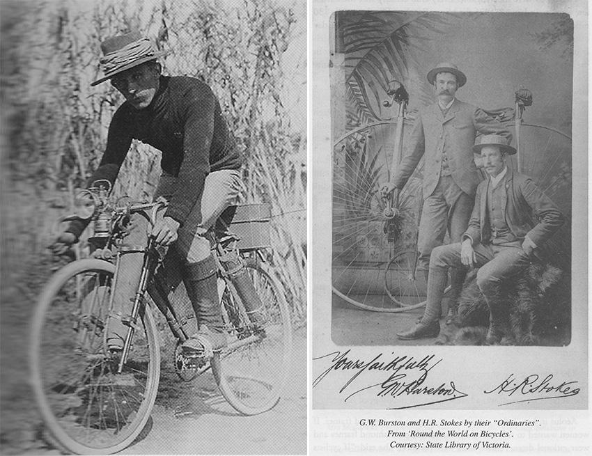 Left: Francis Birtles, Australia's greatest overlander (Source: Warren Brown, Francis Birtles, 2013). Right: Caption in image (Source: Keith Dunstan, The Confessions of a Bicycle Nut, 1999)