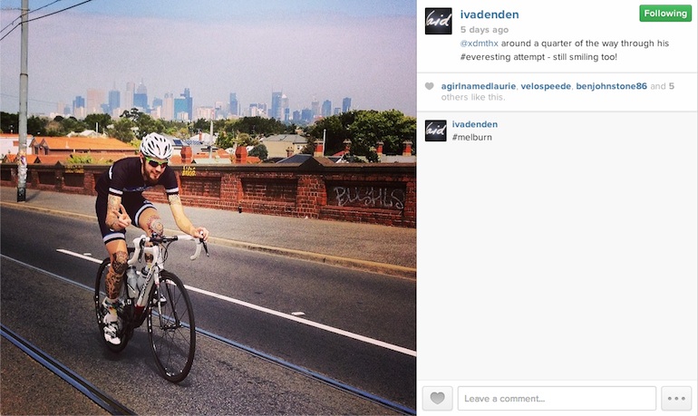 Alex takes on the short Ruckers Hill climb in Northcote. He would later abandon the attempt due to safety concerns.