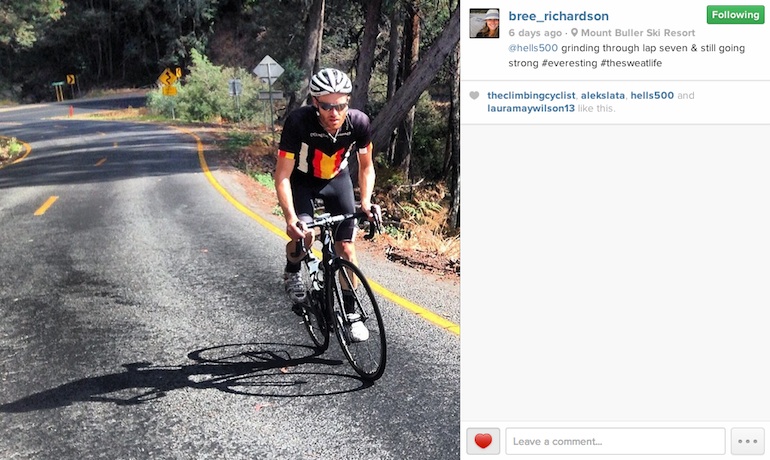 Andy rocking the new CyclingTips kit on his way to Everesting Mt. Buller.