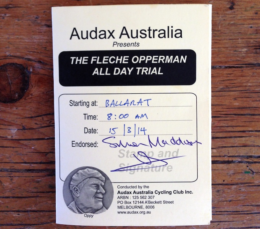 Flèche Opperman All Day Trial Brevet card (Image: Craig Fry)