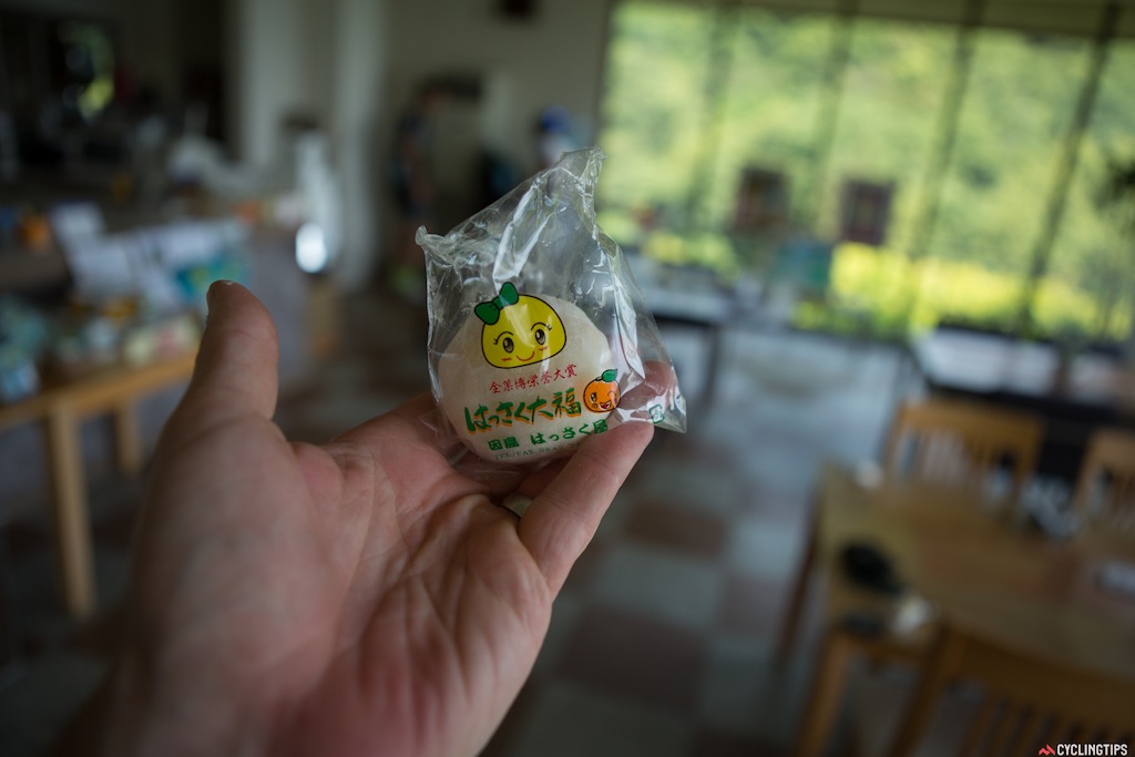 Oranges are a big part of the agriculture in the area and this one cafe makes these incredible orange and strawberry "Hassaku orange Daifuku". It's a sweet rice pastry wrapping around the fruit.