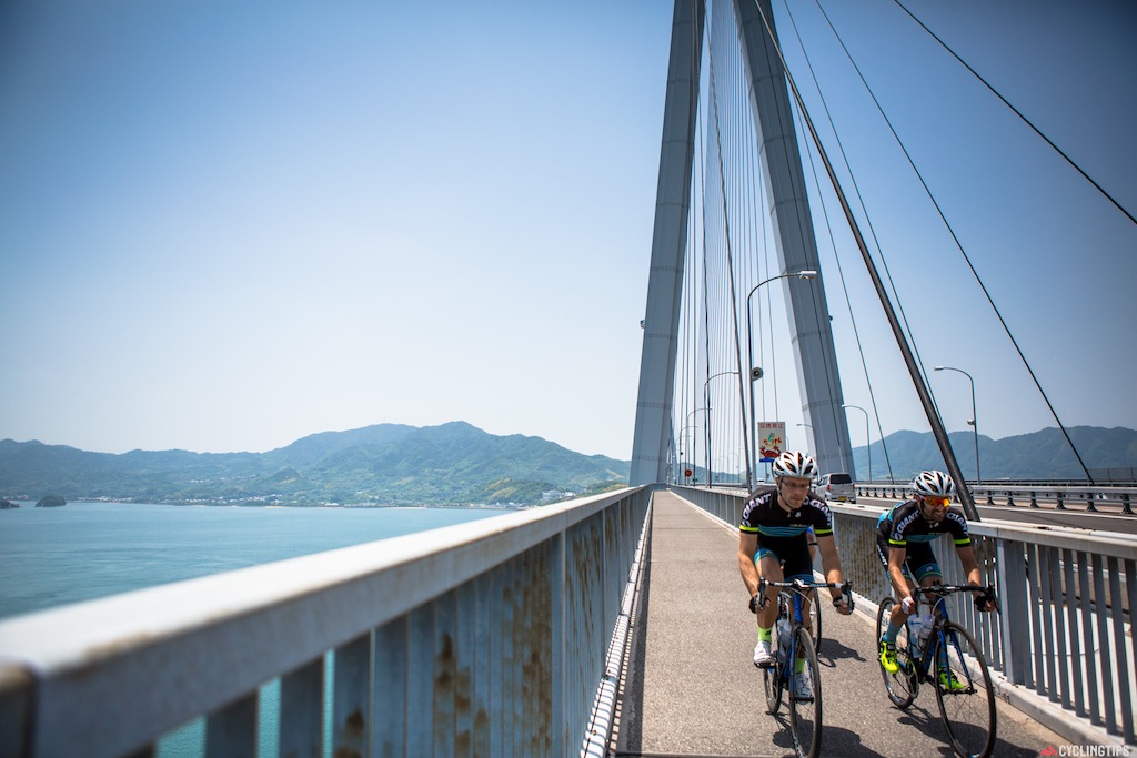 Riding along one of the many bridges connecting the islands